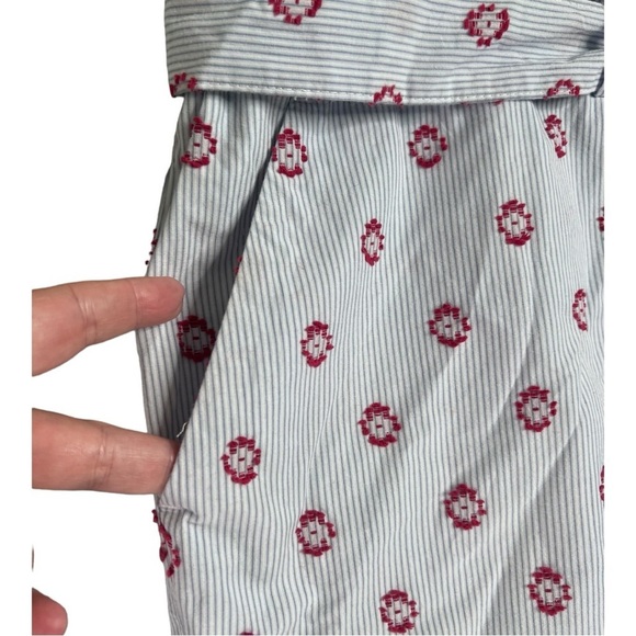 LOFT Sun Dot Tie Waist Nautical Stripe with Embroidery Size 14 NWOT Blue Coral - Picture 4 of 15